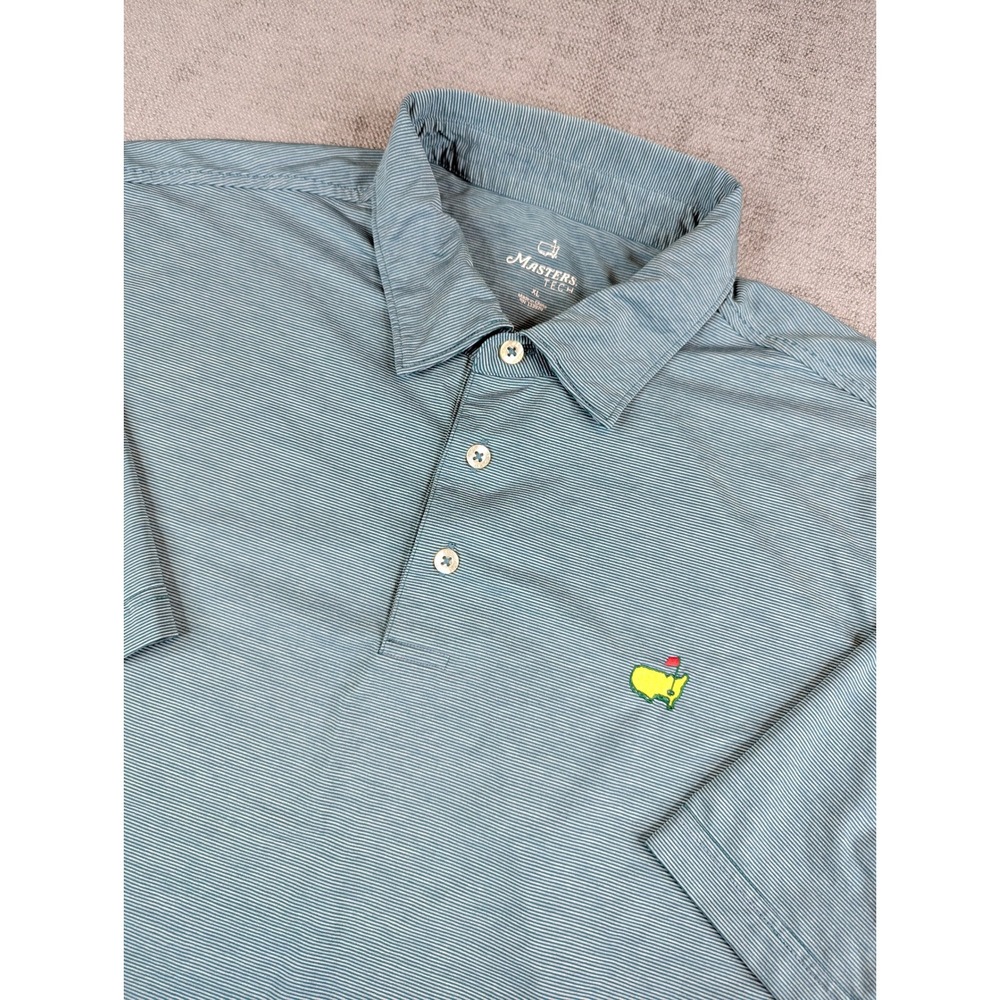 Masters Tech Polo Shirt Mens XL Green Striped Performance Augusta National PGA
